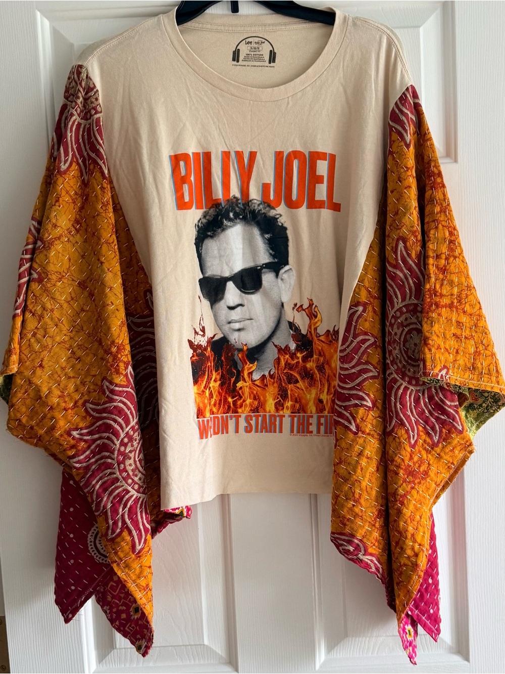 BILLY JOEL Custom Upcycled Poncho Top Kantha Sleeves OSFM
